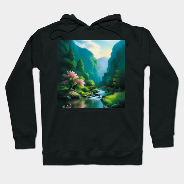 Bridge over a gentle river Hoodie by CursedContent